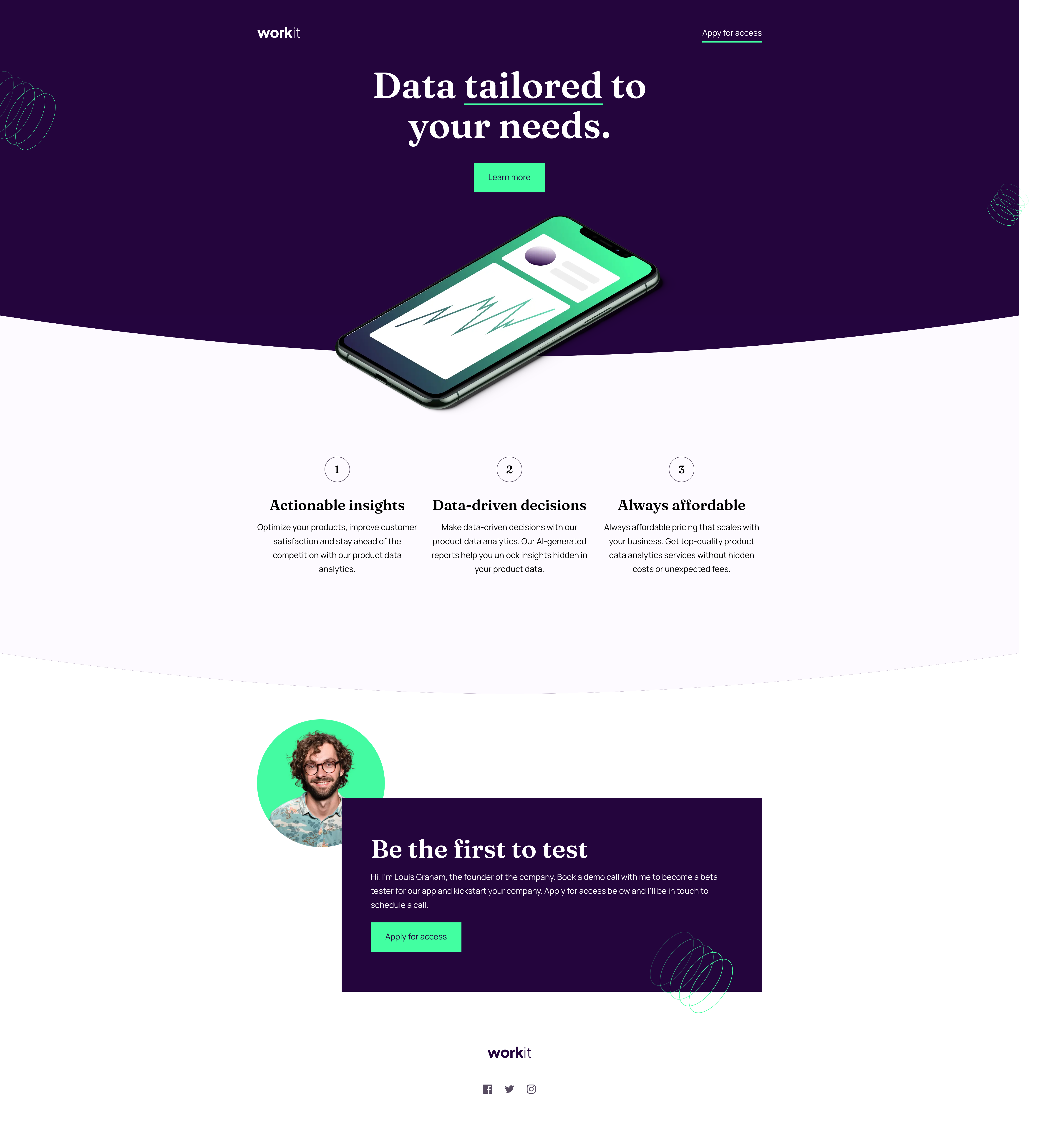 Workit landing page
